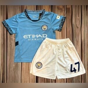 PHIL FODEN Youth SMALL Jersey Size 24 Man City Soccer Footballer 2 Piece Set